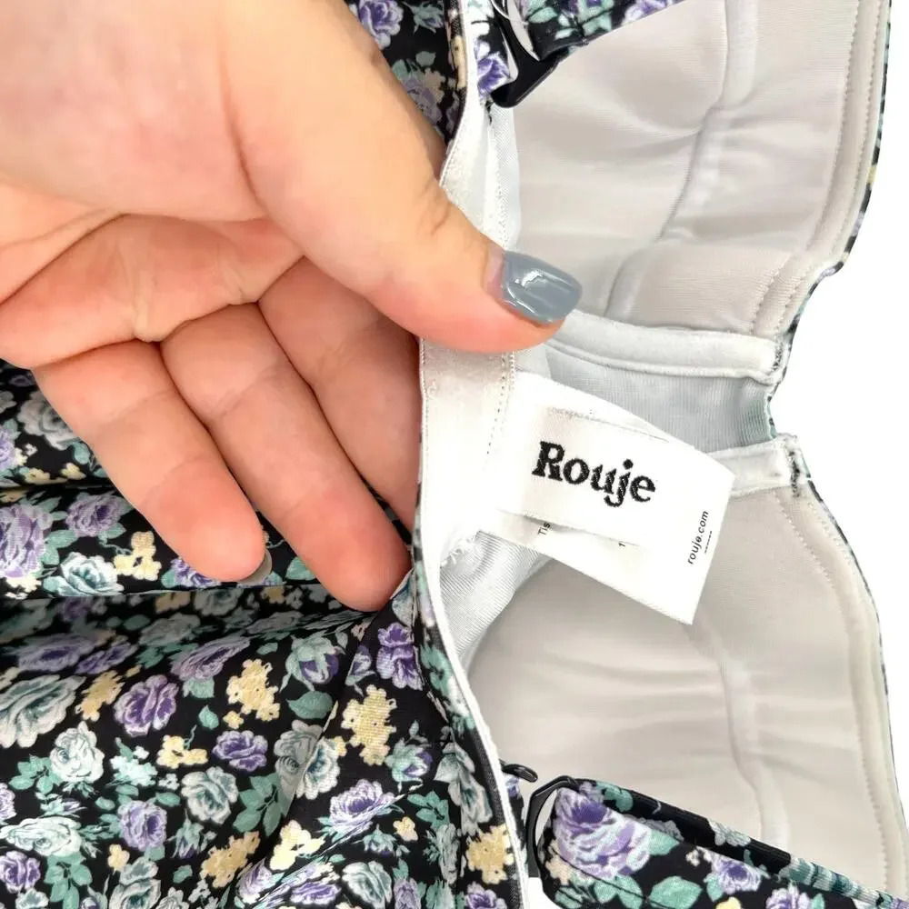 Rouje Paris Victoria One Piece Swimsuit Black Blue Purple Floral Size‎ 36 US 4 - Picture 8 of 10